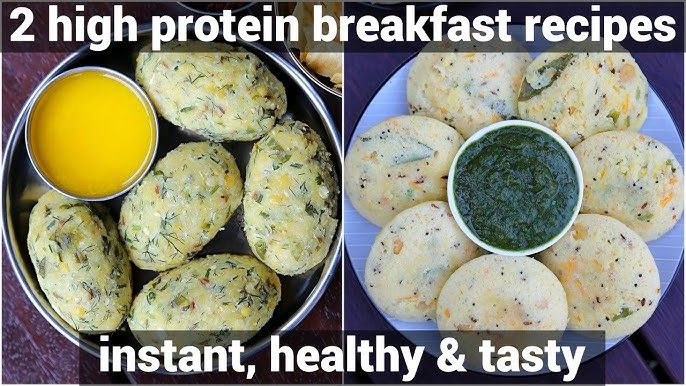 Två proteinrika frukostrecept med kryddiga bollar och chutneysyper.